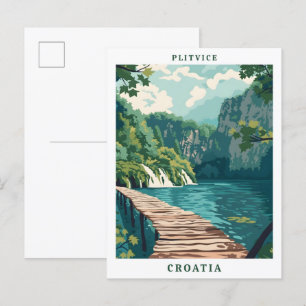 Carte Postale Plitvice Croatie Élégant Vintage voyage d'art
