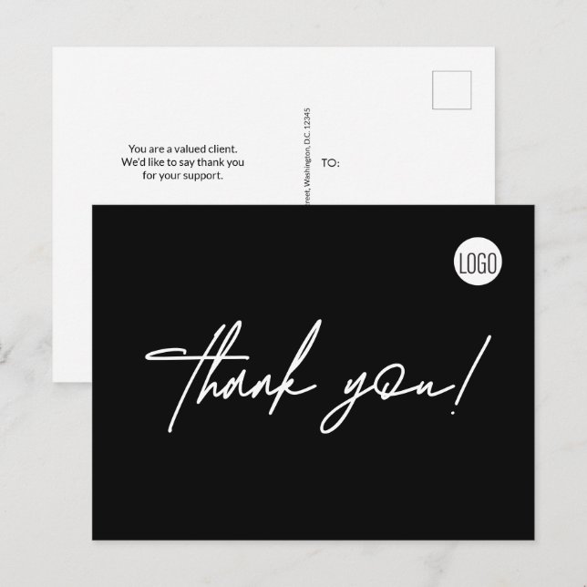 Carte Postale Plomberie Logo personnalisée Simple main merci (Devant / Derrière)