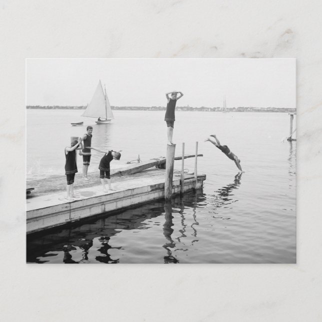 Carte Postale Plongeon du quai, 1904 (Devant)