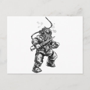 Carte Postale Plongeur de mer profonde
