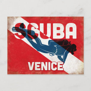 Carte Postale Plongeur de Venise - Blue Retro