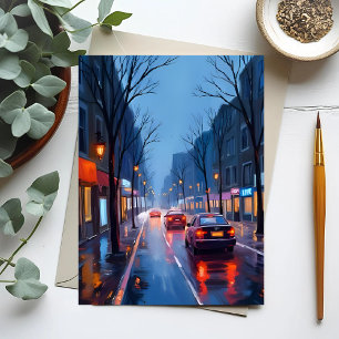 Carte Postale Pluie à Boston   Rue du centre-ville Massachusetts