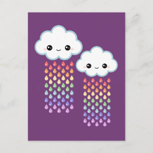 Carte Postale Pluie arc-en-ciel de Kawaii