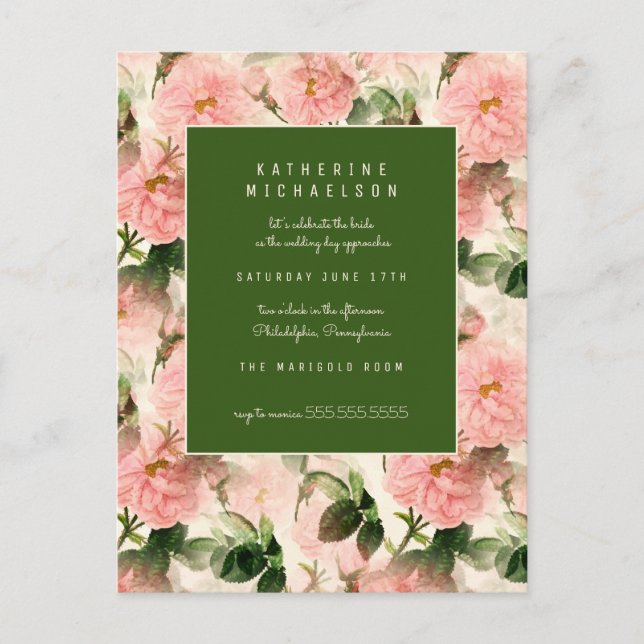 Carte Postale PLUIE DE MARIAGE | Roses anciennes chou (Devant)