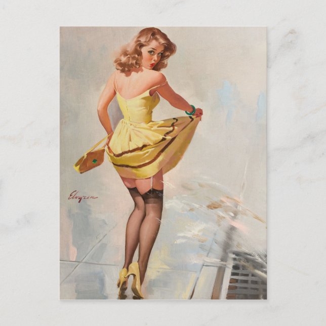 Carte Postale Pluie Jour Pin-Up Girl (Devant)
