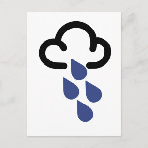 Carte Postale Pluie lourde : symbole de prévision météo rétro