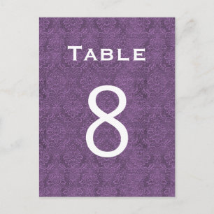 Carte Postale Plum Purple Mariage damassé Numéro de tableau 8 C2