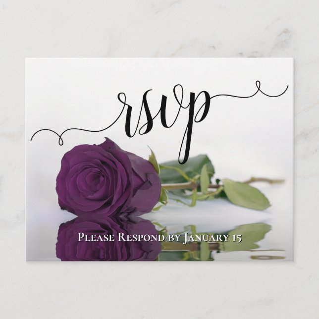 Carte Postale Plum violet reflétant Rose Élégant mariage RSVP (Devant)