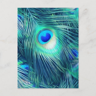 Carte Postale Plumes de paon aquamarine turquoise