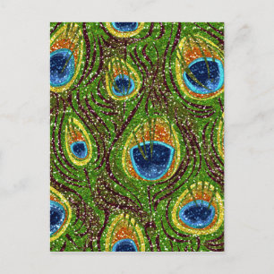 Carte Postale Plumes de paon colorées Imprimer