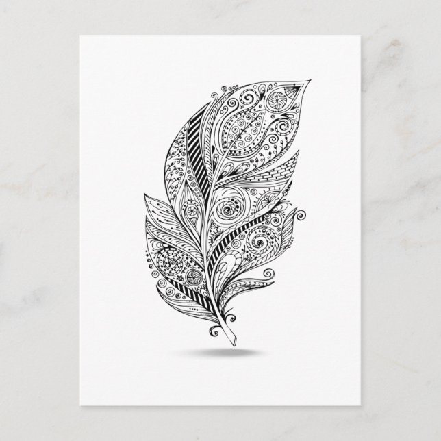 Carte Postale Plumes tribales inspirées (Devant)