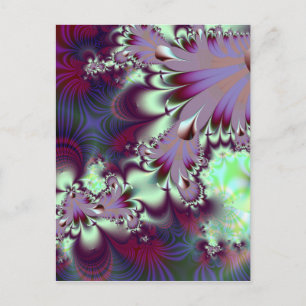 Carte Postale Plumule ・ Art Fractal ・ Purple & Aqua