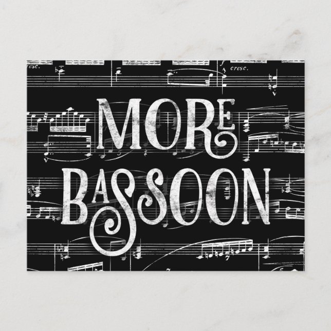 Carte Postale Plus Bassoon Chalkboard - Black White Music (Devant)