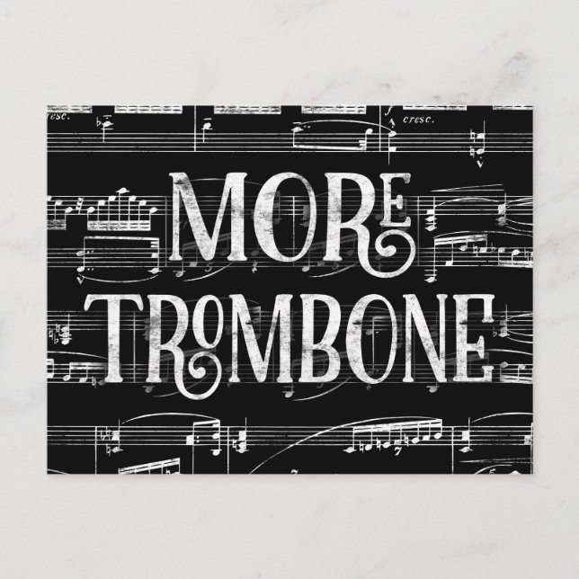 Carte Postale Plus de Craie de Trombone Tableau - Musique Noir B (Devant)