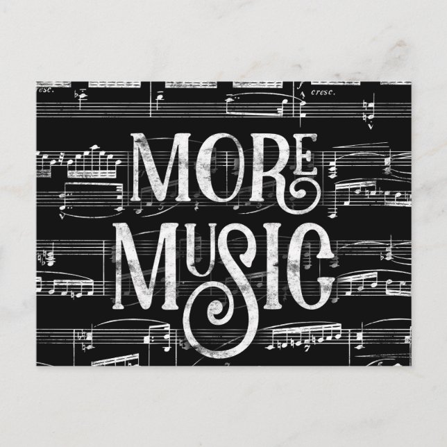 Carte Postale Plus de musique tableau noir - Musicien noir et bl (Devant)