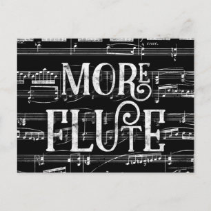 Carte Postale Plus de tableau craie flûte - Musique noir blanc