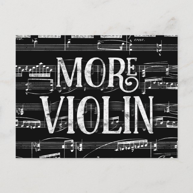 Carte Postale Plus de violon tableau noir - Musique noir blanc (Devant)