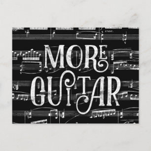 Carte Postale Plus Guitare Chalkboard - Black White Music