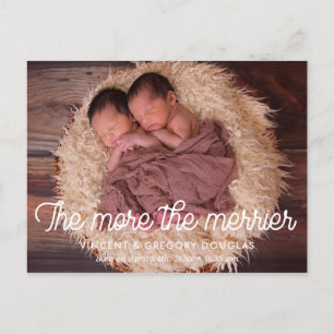 Carte Postale Plus la faire-part de naissance jumelle est joyeus