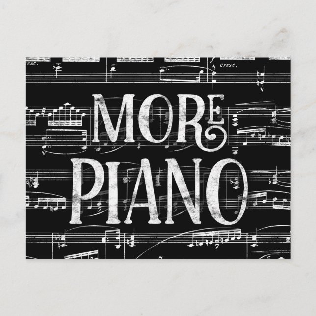 Carte Postale Plus Piano Chalkboard - Black White Music (Devant)