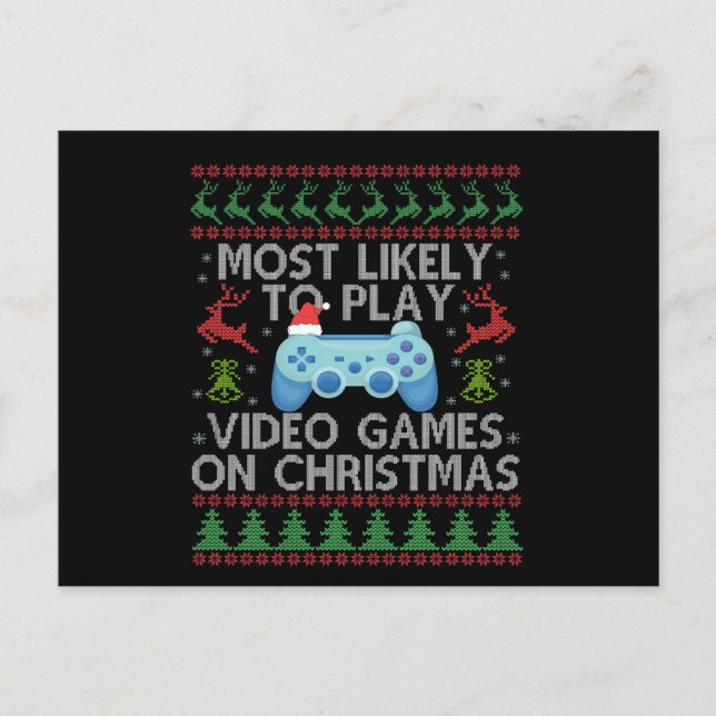Carte Postale Plus susceptible de jouer aux jeux vidéo Noël Fami (Devant)