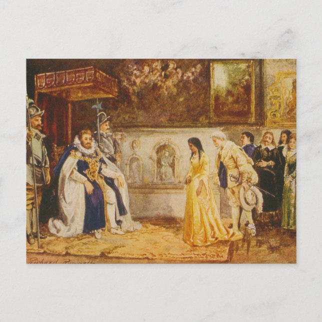 Carte Postale Pocahontas à la Cour du roi James par Rummels (Devant)