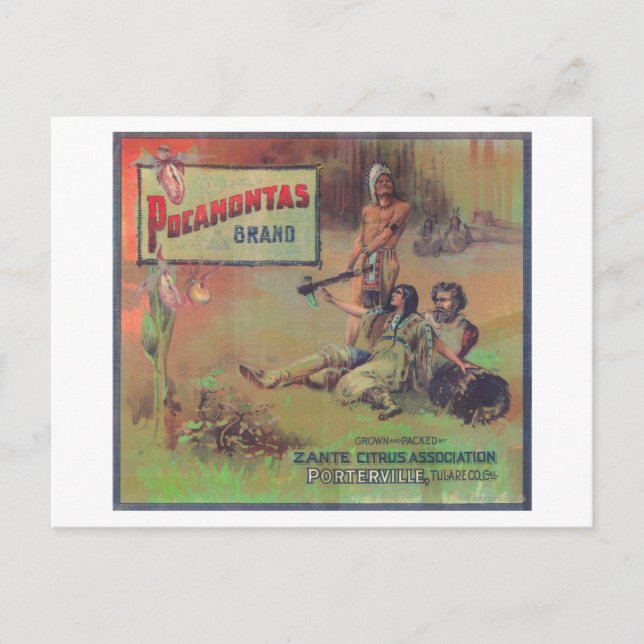 Carte Postale Pocahontas Orange LabelPorterville, CA (Devant)