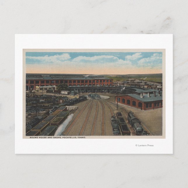 Carte Postale Pocatello, ID - Train Depot Round House & (Devant)