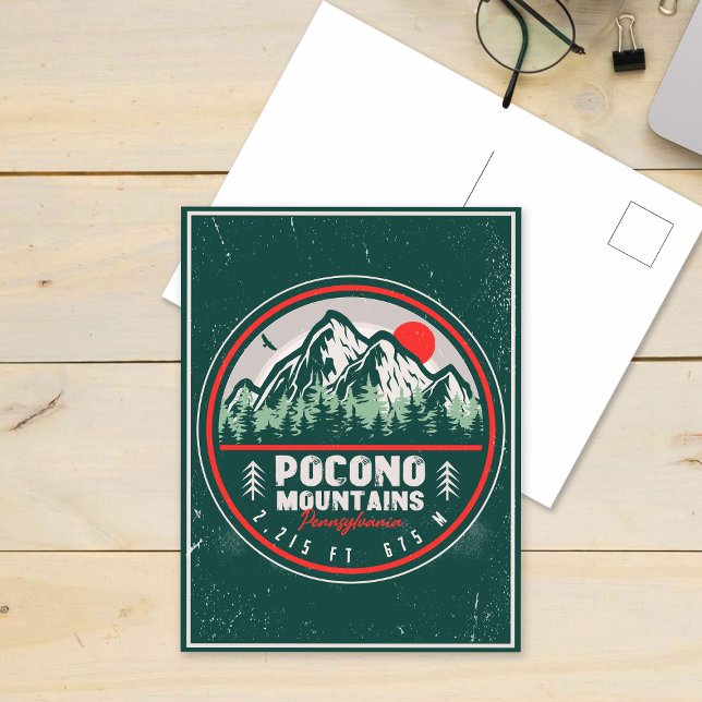 Carte Postale Pocono Mountains PA Retro Sunset Souvenirs (Créateur téléchargé)