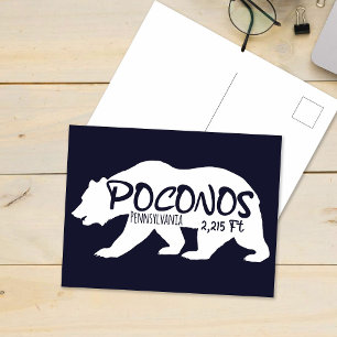 Carte Postale Poconos Retro Pennsylvania Mountains Ours