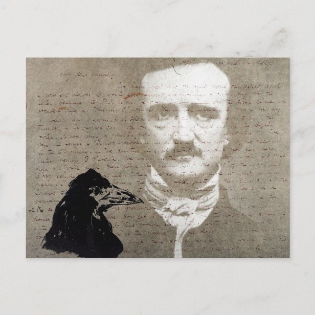 Carte Postale Poe Et L'Art numérique Raven Grunge (Devant)