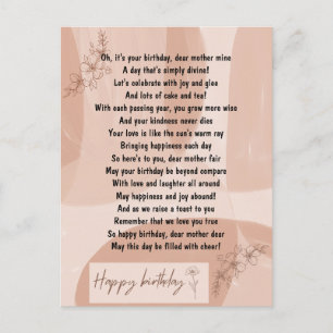 Carte Postale Poème amusant et touchant pour l'anniversaire de m
