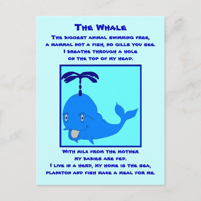 Carte postale poème baleine (Devant)