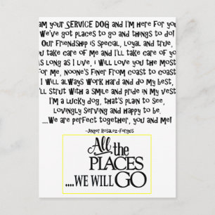 Carte Postale Poème de chien de service FNL BACK jaune