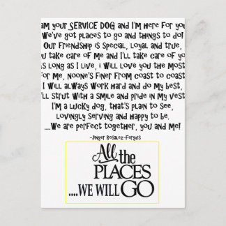Carte Postale Poème de chien de service FNL BACK jaune