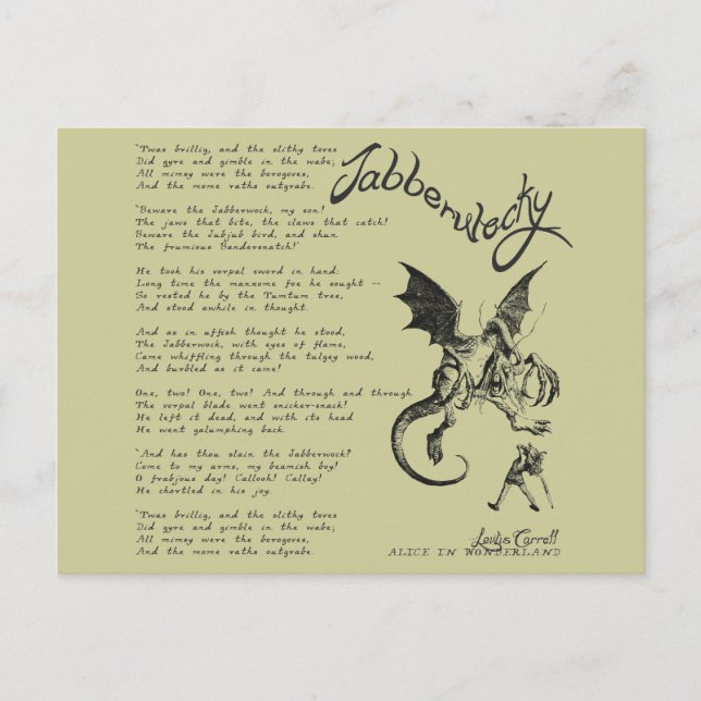 Carte Postale Poème de Jabberwocky (Devant)