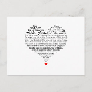 Carte Postale Poème de la fête des mères