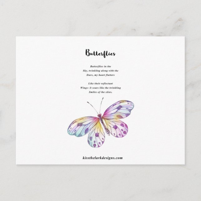 Carte Postale Poème des papillons (Devant)