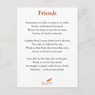 Carte Postale Poème Friends