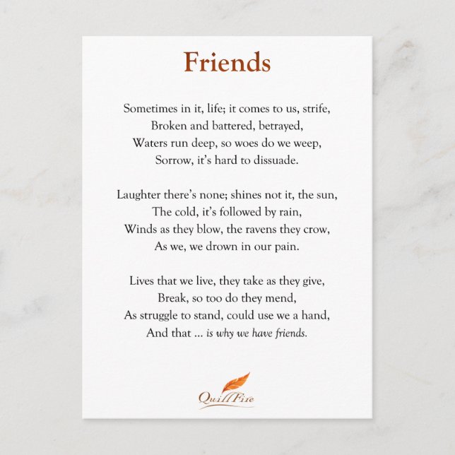 Carte Postale Poème Friends (Devant)