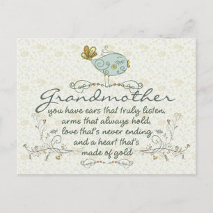 Carte Postale Poème grand-mère aux oiseaux