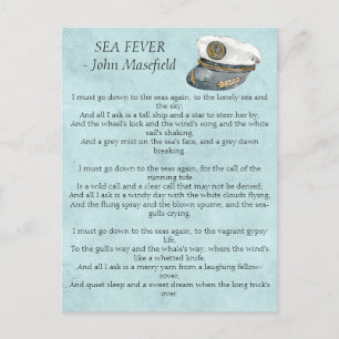 Carte Postale Poème Masefield Fièvre de mer