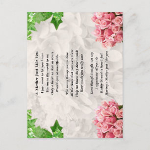 Carte Postale Poème Mère - Design de fleurs