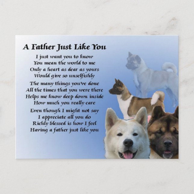Carte Postale Poème père Akita Dog (Devant)