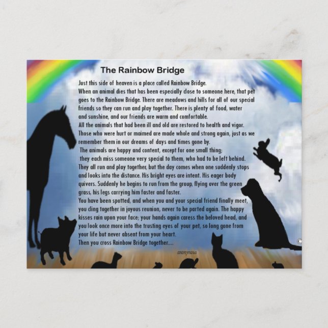 Carte Postale Poème Rainbow Bridge (Devant)
