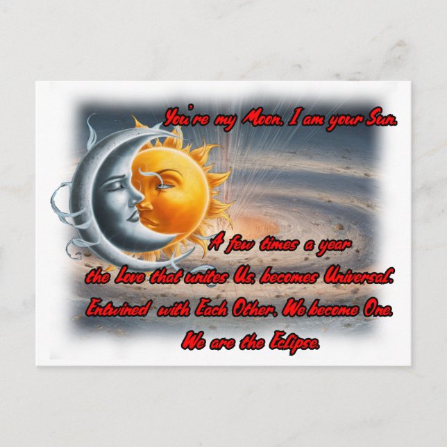 Carte Postale Poème sur le soleil, la lune et l'amour sur un (Devant)