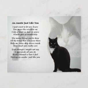 Carte Postale Poème Tante - Design de chat