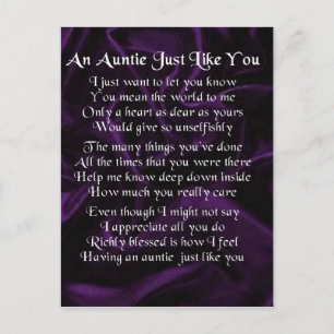 Carte Postale Poème Tante - Violet