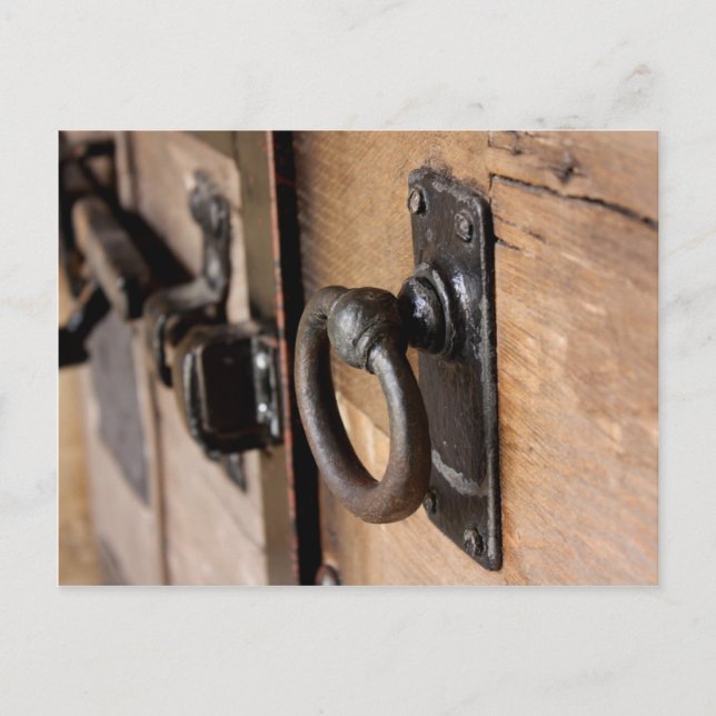 Carte Postale Poignée et serrure de porte d'antiquité rustique (Devant)