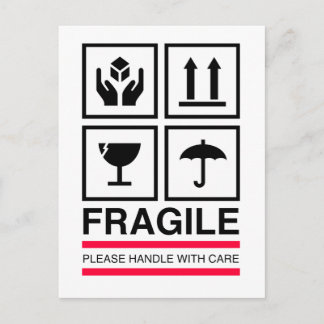 Carte Postale Poignée fragile avec soin étiquette graphique